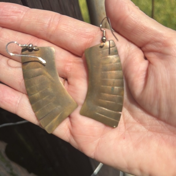 Vintage Copper Moon And Owl Dangle Earrings southwestern western - Picture 5 of 6